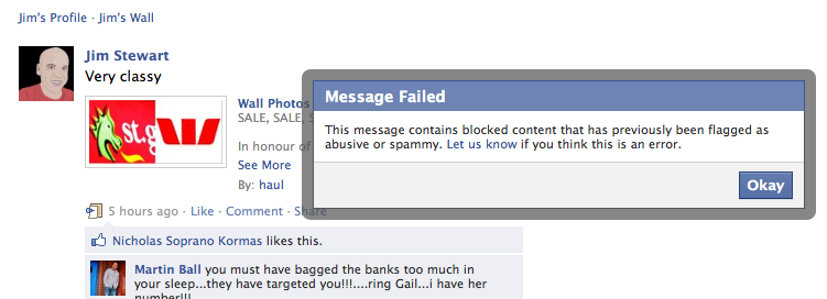 Westpac censors Facebook Westpac censors Facebook