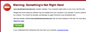 Google Malware browser alert.