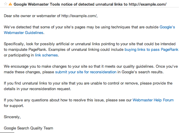 WMT-Warning Google Webmaster Tools Warning