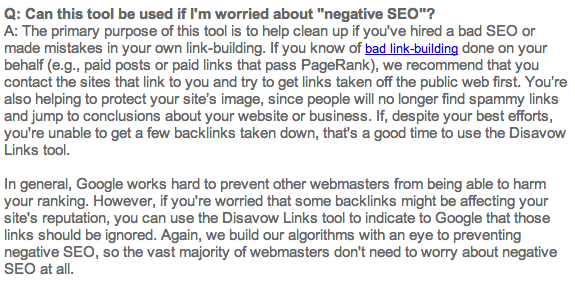 Google on Negative SEO