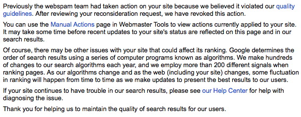Manual Spam Action Revocation