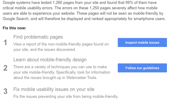 Mobile Usability Issues SEO Email