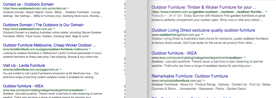 Comparing SERPs before & after