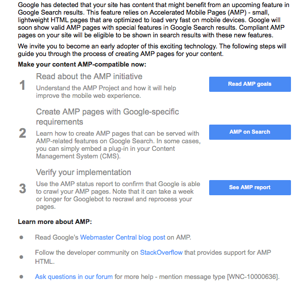 AMP Mobile Google Message