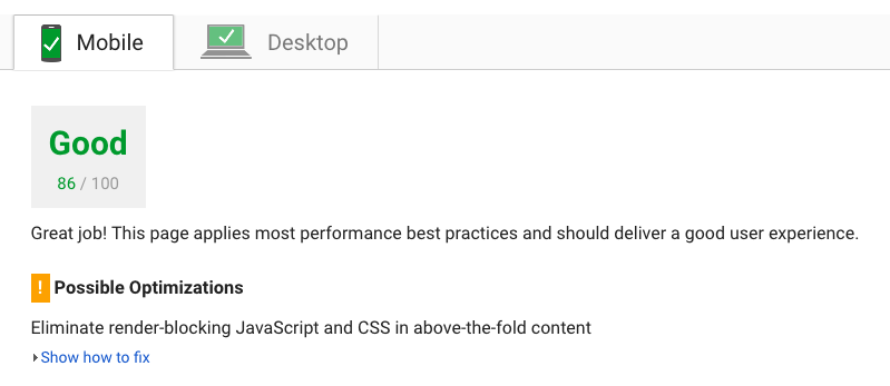 Google PageSpeed Insights warning about render-blocking