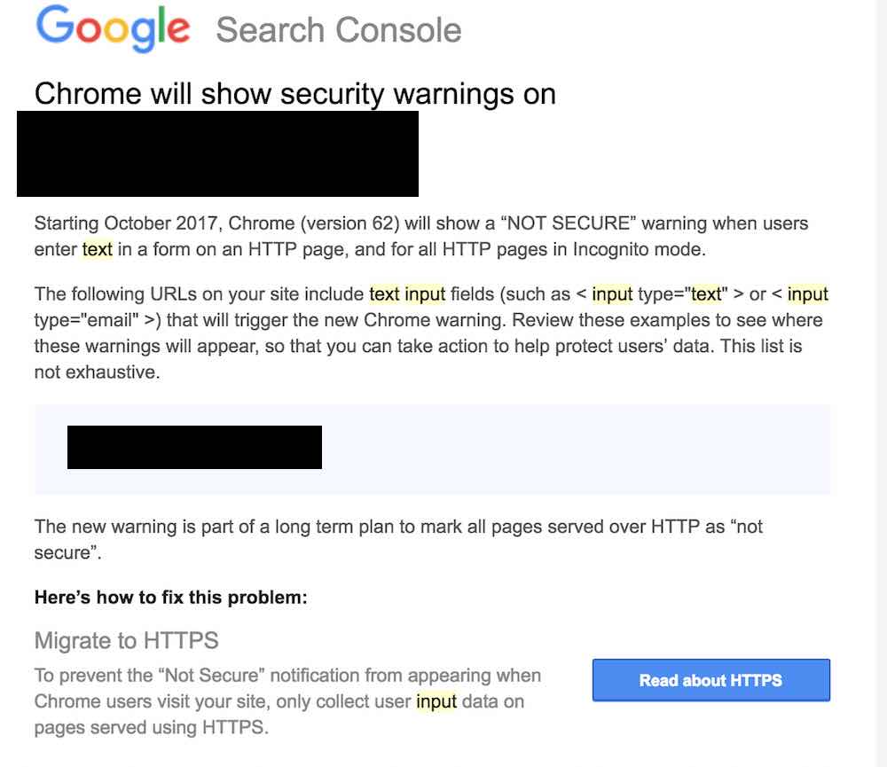 HTTPS not secure warnings upgrade
