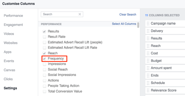 Facebook Ad Reach Frequency